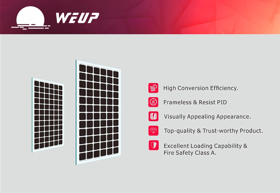 Weup Transparent Customized High Efficiency 360W 370W 380W Building Integrated PV Solar Panel Glass